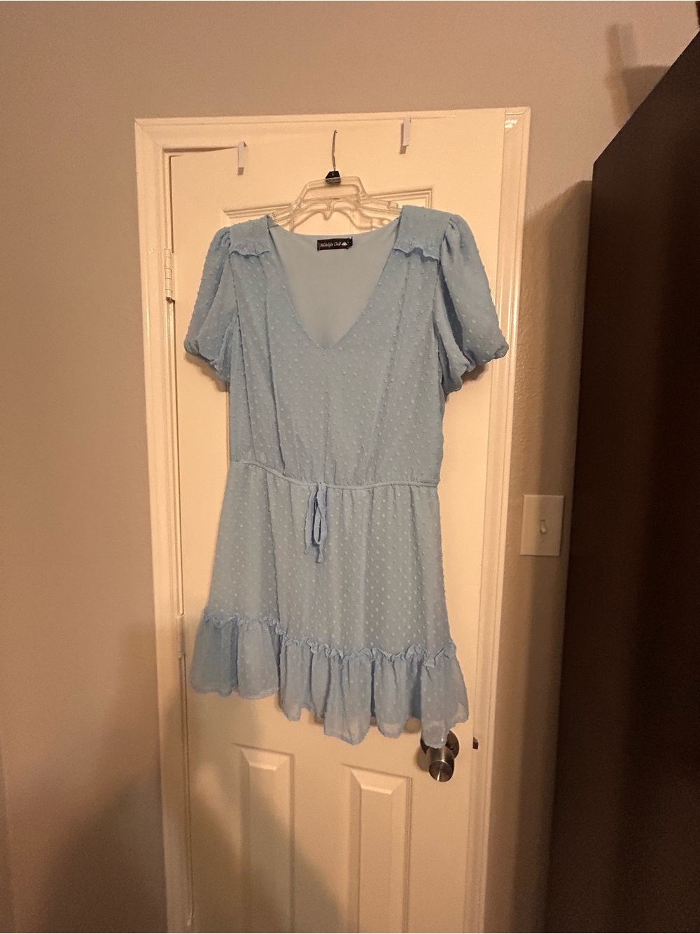 Light Blue Mini Dress with Ruffle Hem